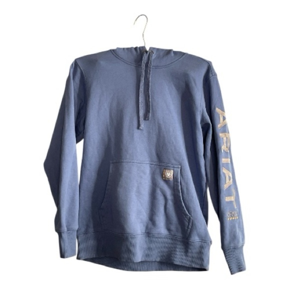 Ariat Women's Rebar Graphic Slate Blue Hoodie Kangaroo Pocket Size Small